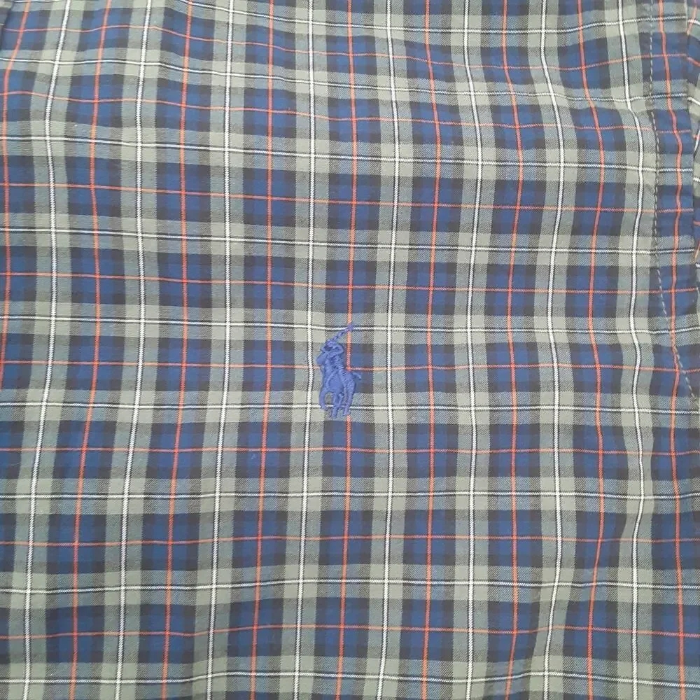 RALPH LAUREN Boys Cotton Green Blue Plaid Button Down Shirt Youth M (10/12)